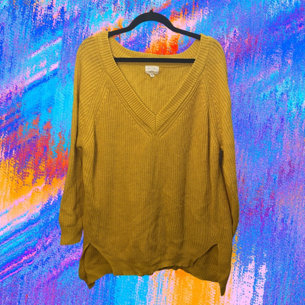 Yellow Knit Sweater 1X